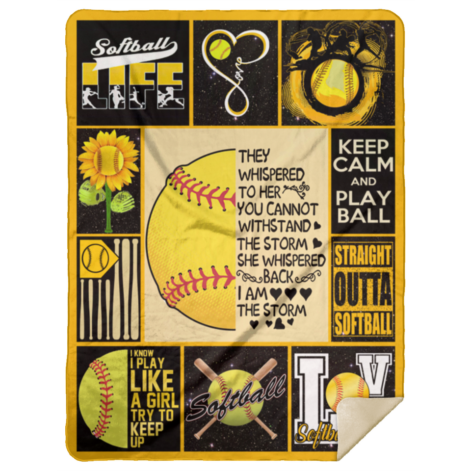 Softball Blanket, Softball - They whisper Fleece, Sherpa Blanket, Gift Ideas - MSHL Premium Mink Sherpa Blanket 60x80