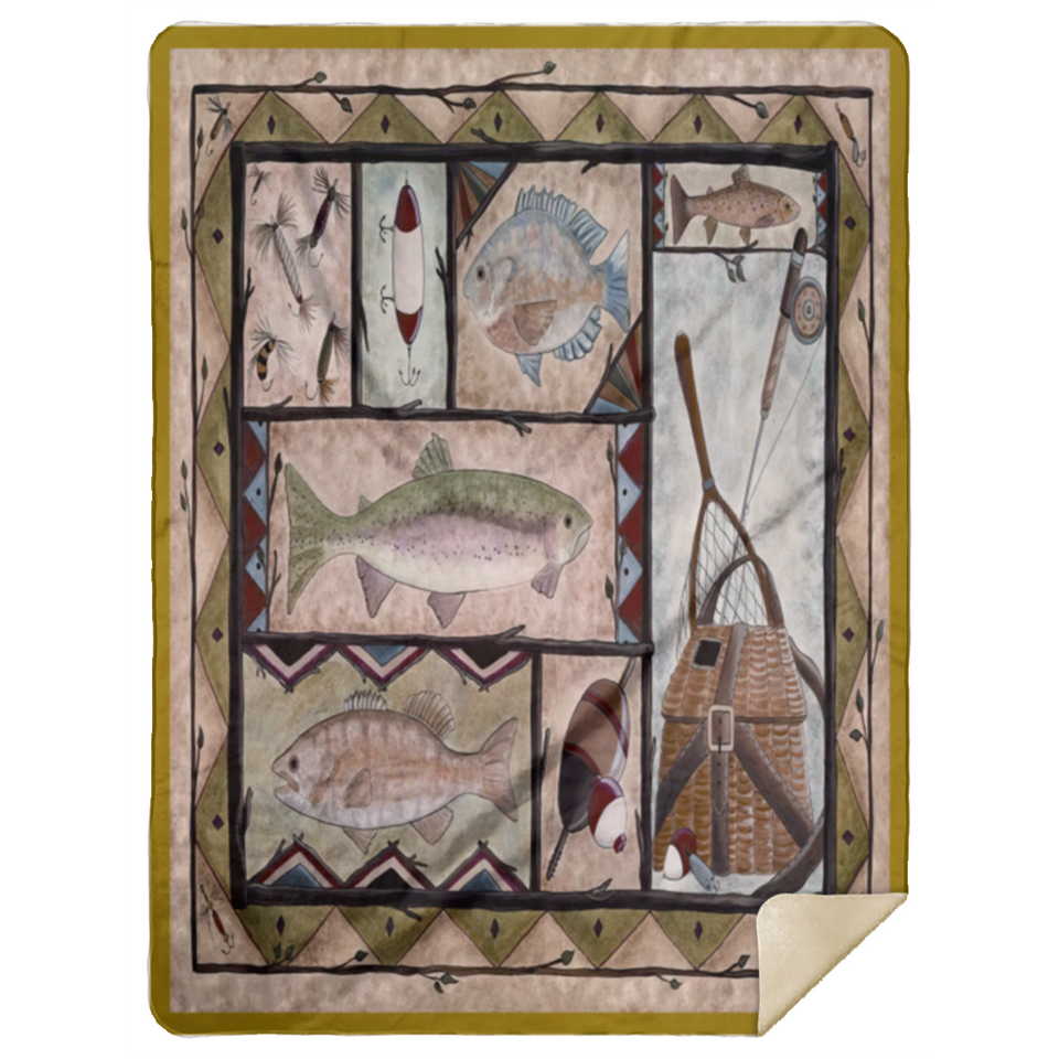 Love Fish Blanket Fishing Blanket Camping Quilt Fleece Sherpa Throw Animals - MSHL Premium Mink Sherpa Blanket 60x80