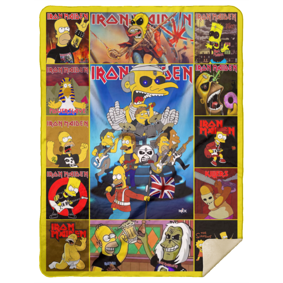 Iron Maiden Fleece, Sherpa Blanket, Heavy Metal The Simpsons Quilt MSHL Premium Mink Sherpa Blanket 60x80