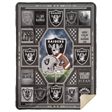 Oakland Raiders Quilt Blanket Fleece Sherpa Throw Blanket - MSHL Premium Mink Sherpa Blanket 60x80