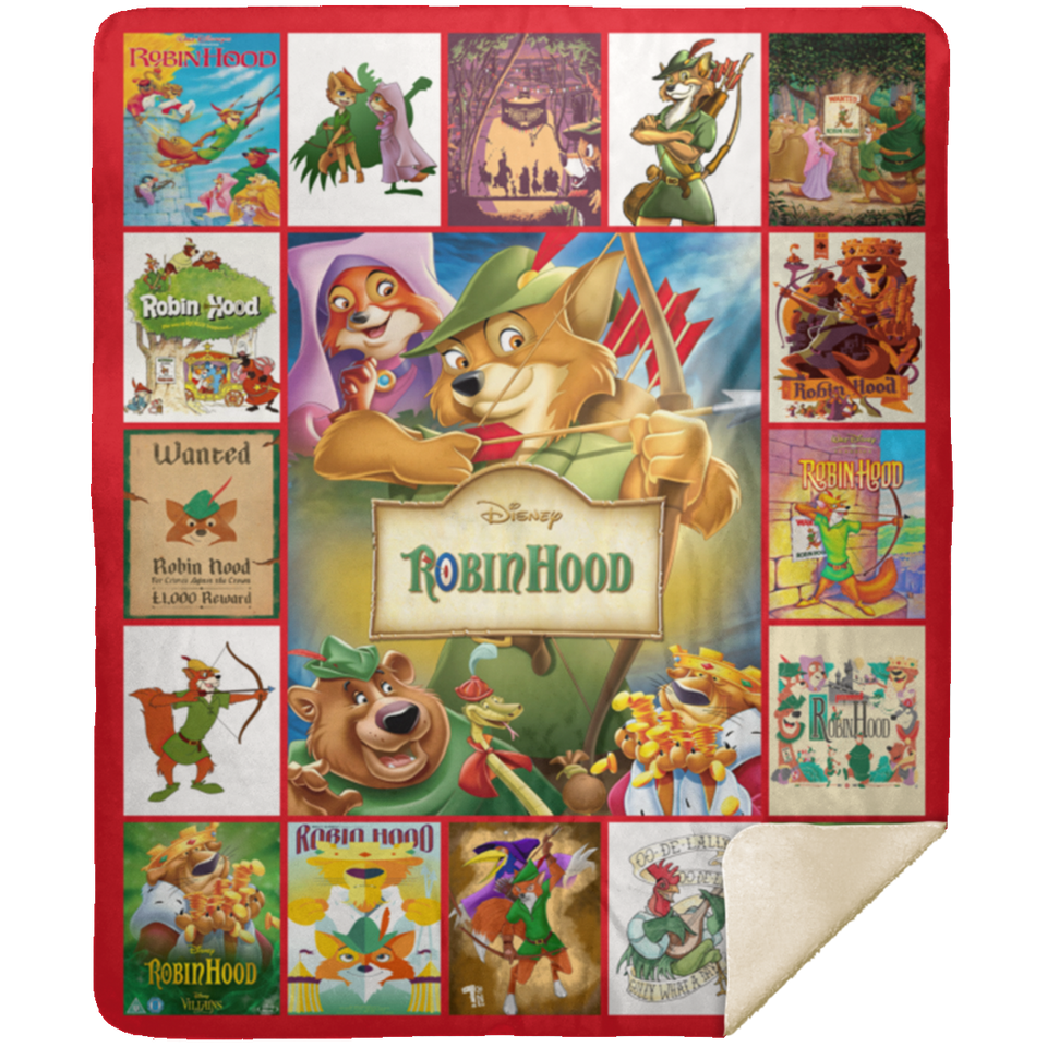 Robin Hood Blanket, Robin Hood cartoon movie Fleece, Sherpa Blanket MSHM Premium Mink Sherpa Blanket 50x60