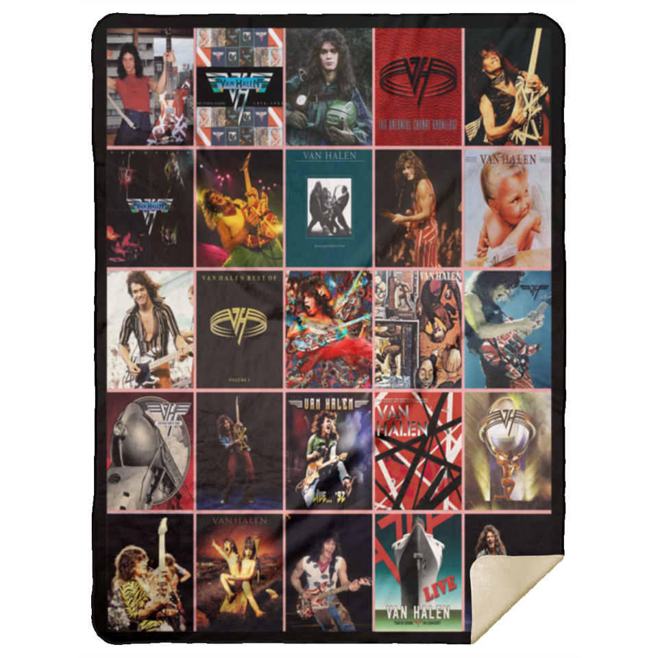 Van Halen Fleece Sherpa Throw Blanket Quilt - MSHL Premium Mink Sherpa Blanket 60x80