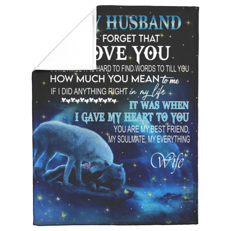 Gift to My Husband Blanket from Wife, Wolf Blanket copy