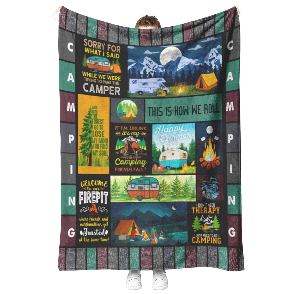 Happy Camper Camping Blankets