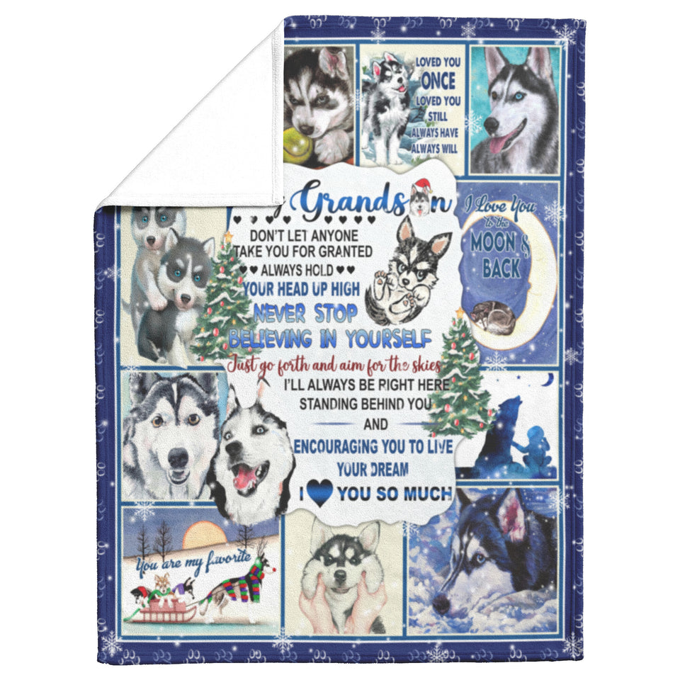 Husky Grandson You Are My Favorite 3D Quilt Blanket