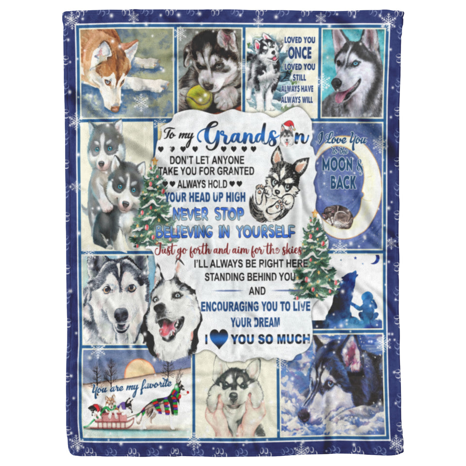 Husky Grandson You Are My Favorite 3D Quilt Blanket