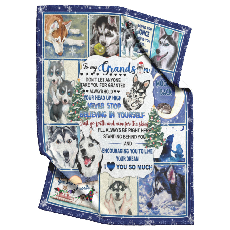 Husky Grandson You Are My Favorite 3D Quilt Blanket