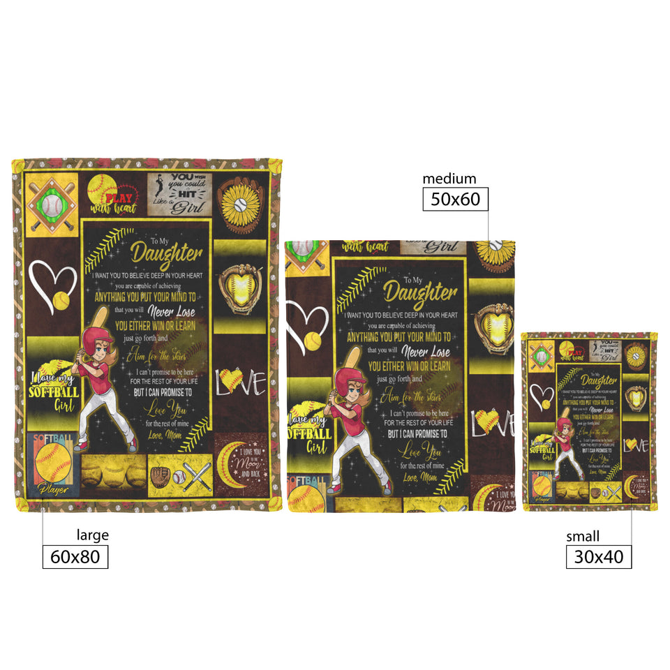 Mom To Daughter Softball Quilt Blanket Block Of Gear copy