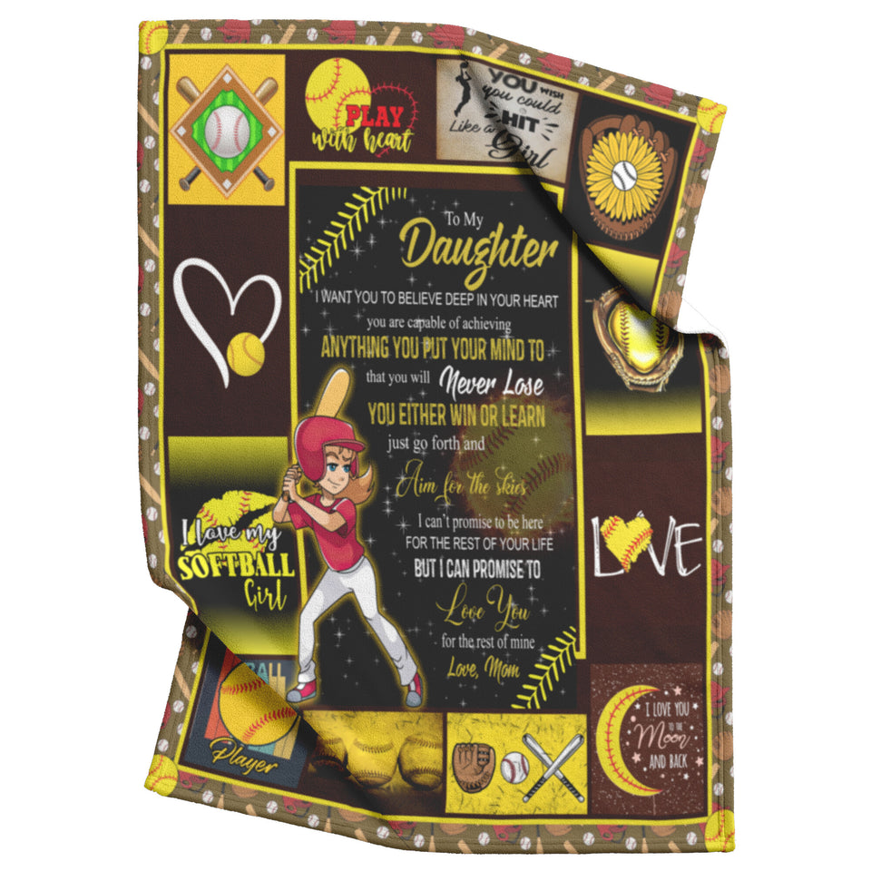 Mom To Daughter Softball Quilt Blanket Block Of Gear copy