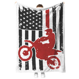 Motorbike Fleece Blanket - American Flag Dirt Bike Fleece Blanket copy
