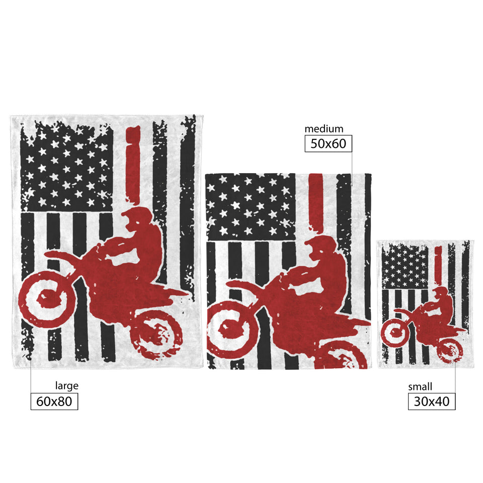 Motorbike Fleece Blanket - American Flag Dirt Bike Fleece Blanket copy