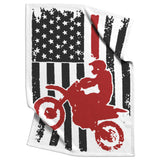 Motorbike Fleece Blanket - American Flag Dirt Bike Fleece Blanket copy
