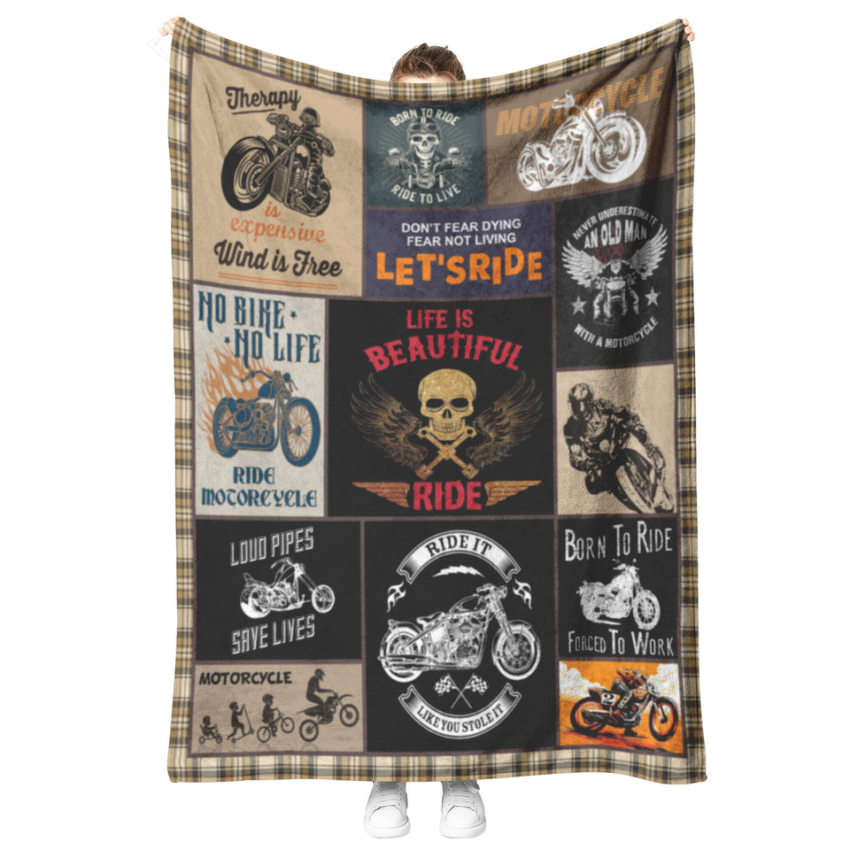 Motorcycle Blanket Gifts Flannel Throws Blankets for Men Women for Couch Sofa Bed All Season
