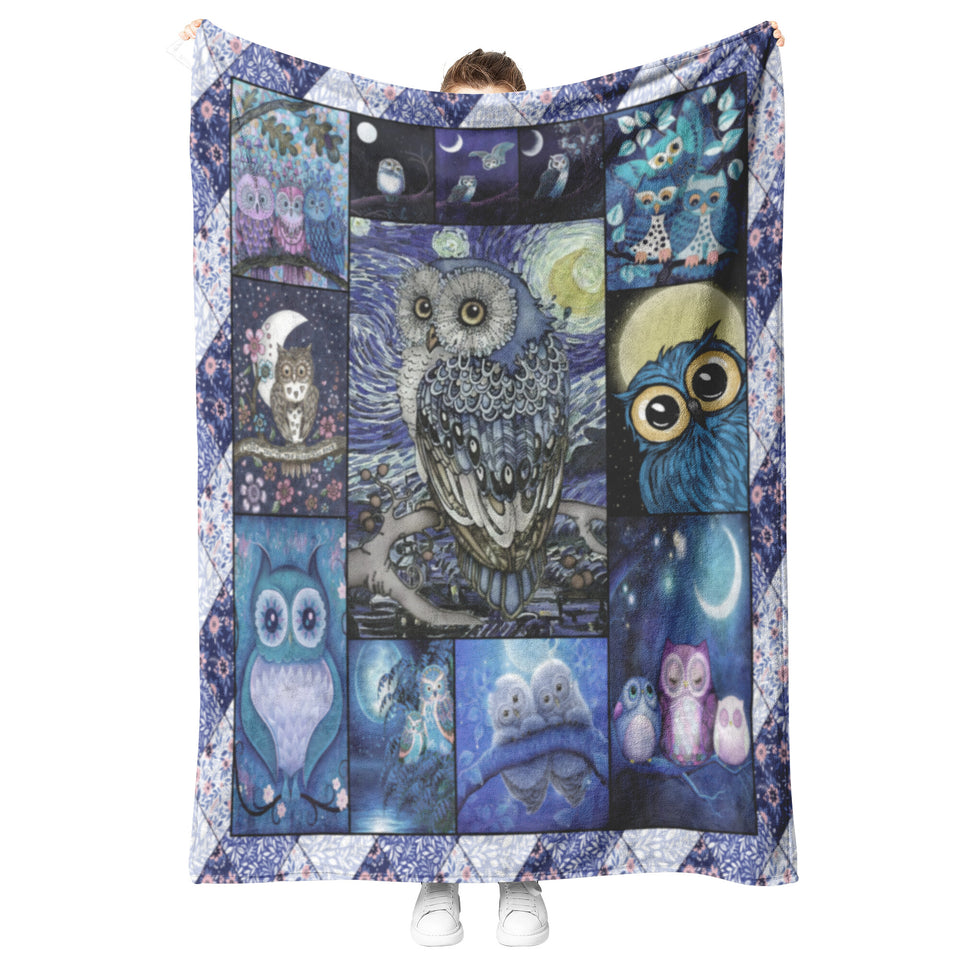 Owl Blanket - Blue copy