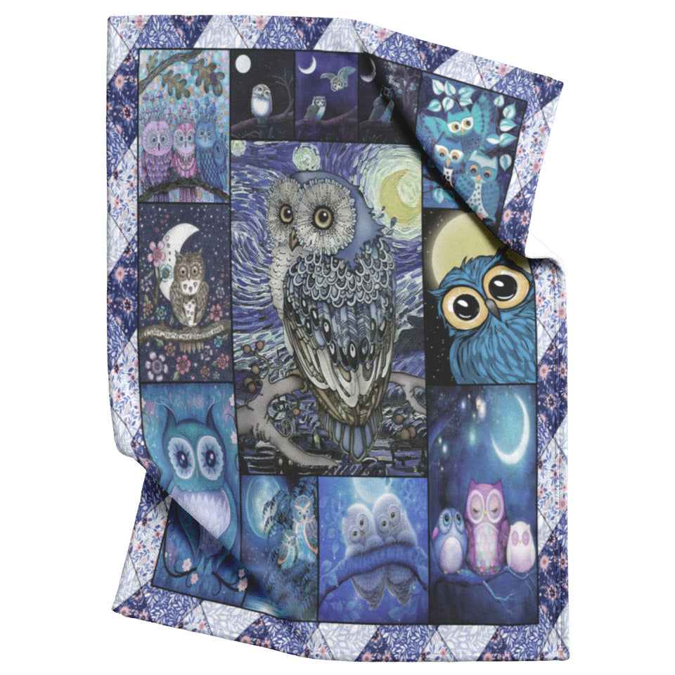 Owl Blanket - Blue copy