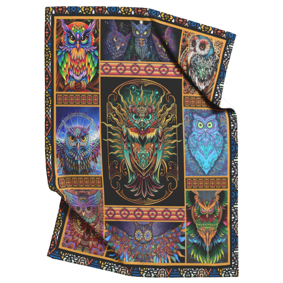 Owl Blanket, Owl Love Fleece, Sherpa Blanket copy