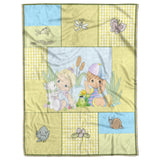 PRECIOUS MOMENTS Boy Girl Frog Crib Comforter Blanket Quilt Green Unisex Bunny