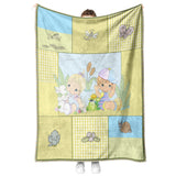 PRECIOUS MOMENTS Boy Girl Frog Crib Comforter Blanket Quilt Green Unisex Bunny