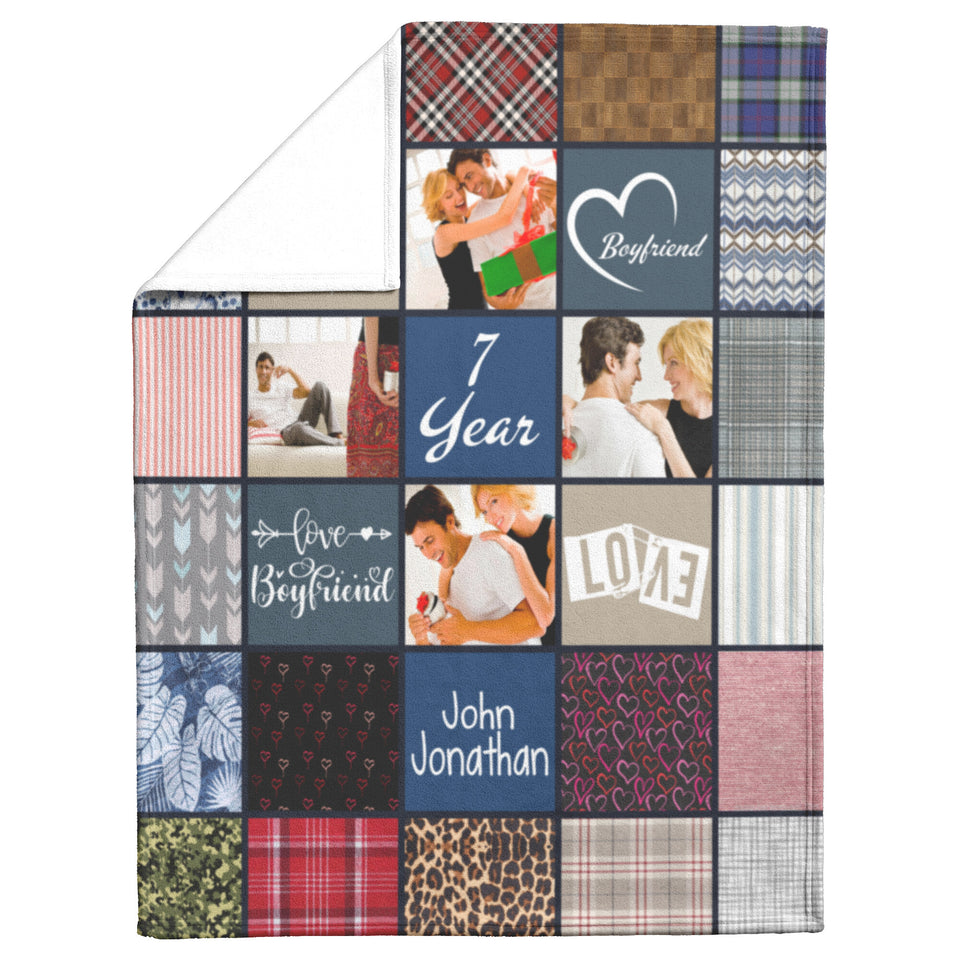 Photo Collage Blanket Gift for Boyfriend