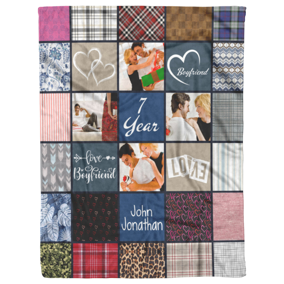 Photo Collage Blanket Gift for Boyfriend