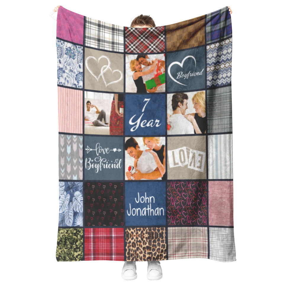 Photo Collage Blanket Gift for Boyfriend