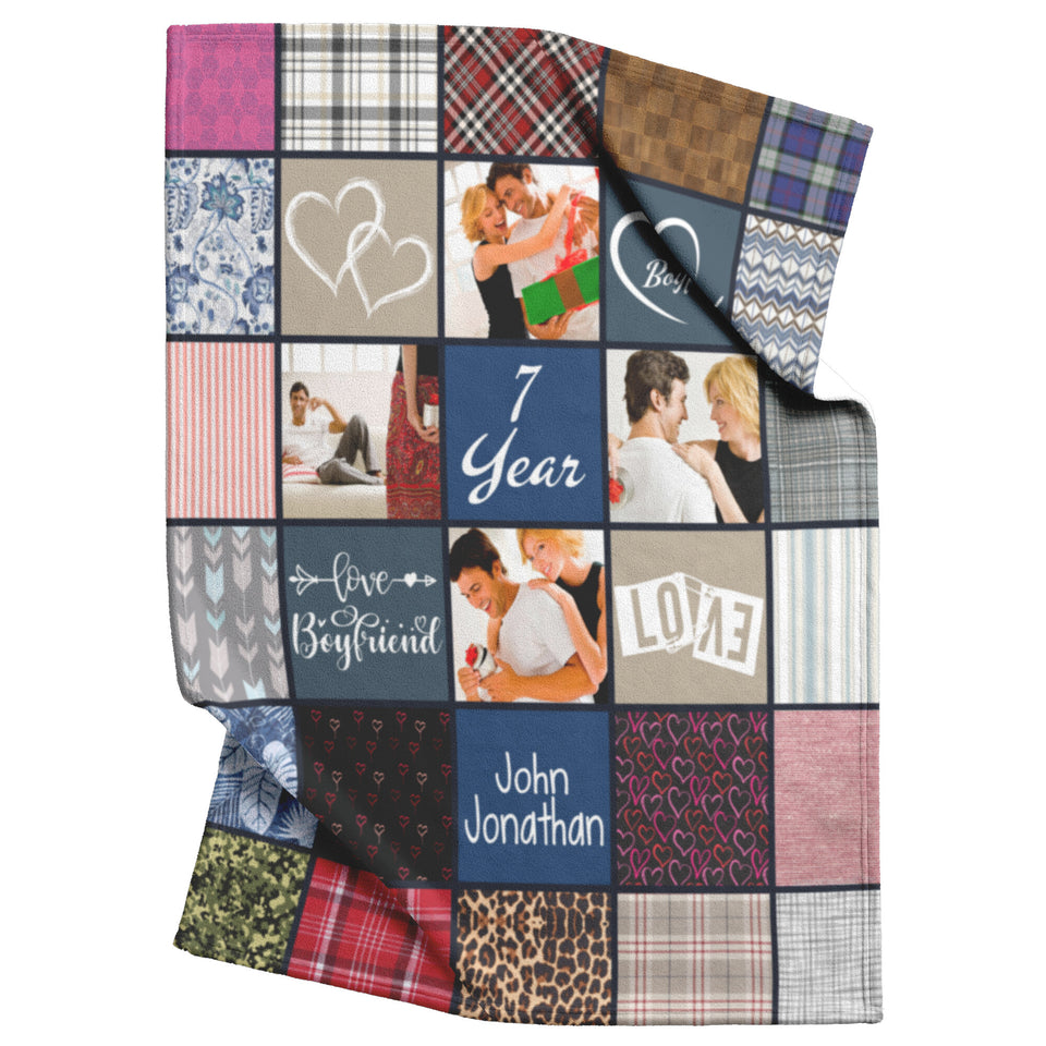 Photo Collage Blanket Gift for Boyfriend