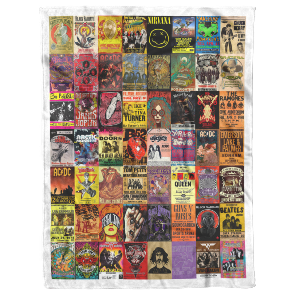 Rock Band Collage Flannel Blanket copy
