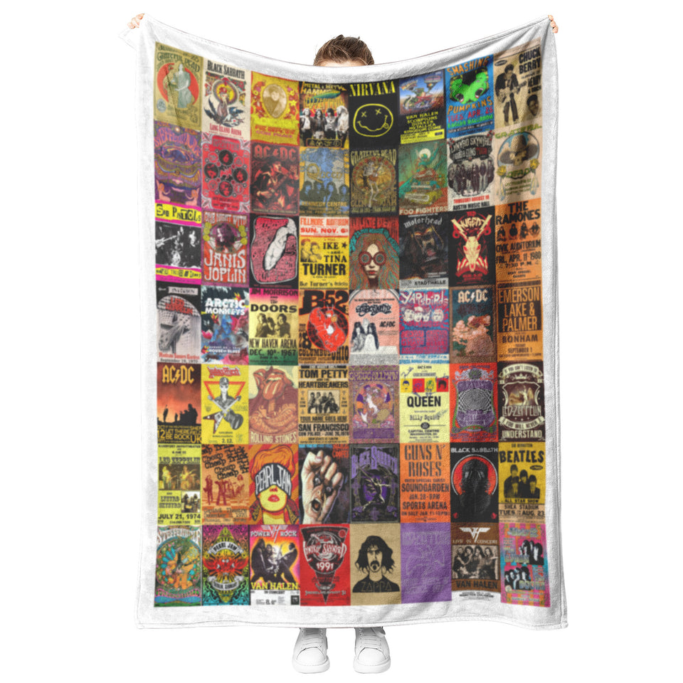 Rock Band Collage Flannel Blanket copy