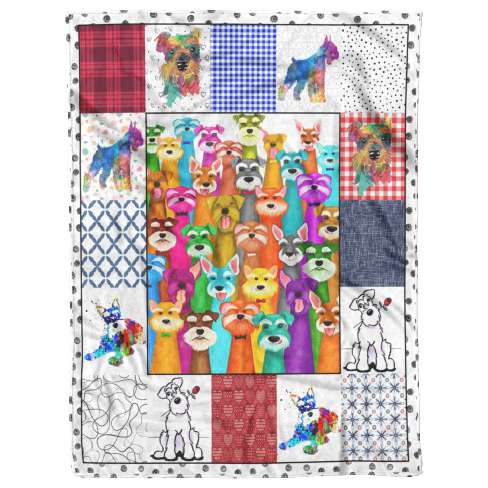 Schnauzer Dog 3D Customized Quilt copy