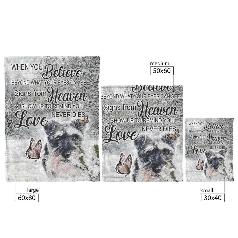 Schnauzer Dog Blanket, When You Believe Fleece copy