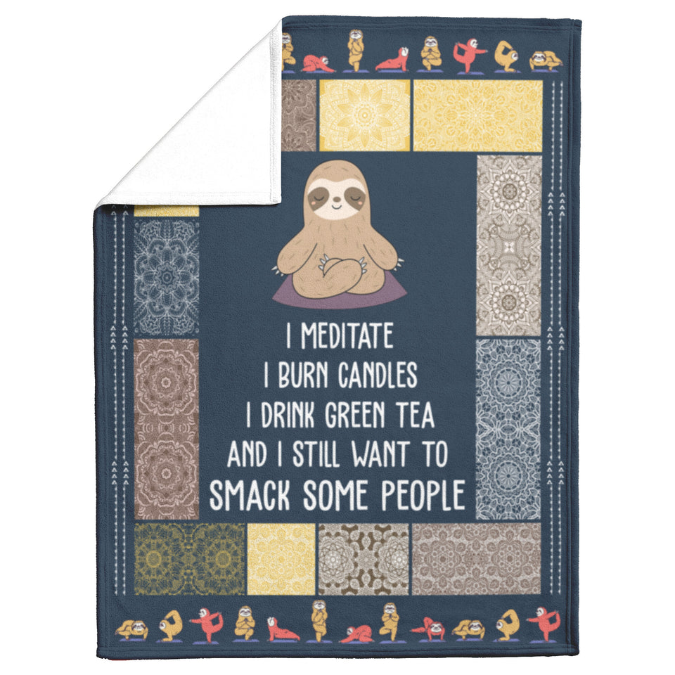 Sloth Yoga Blanket Sloth Practicing Yoga Quilt copy
