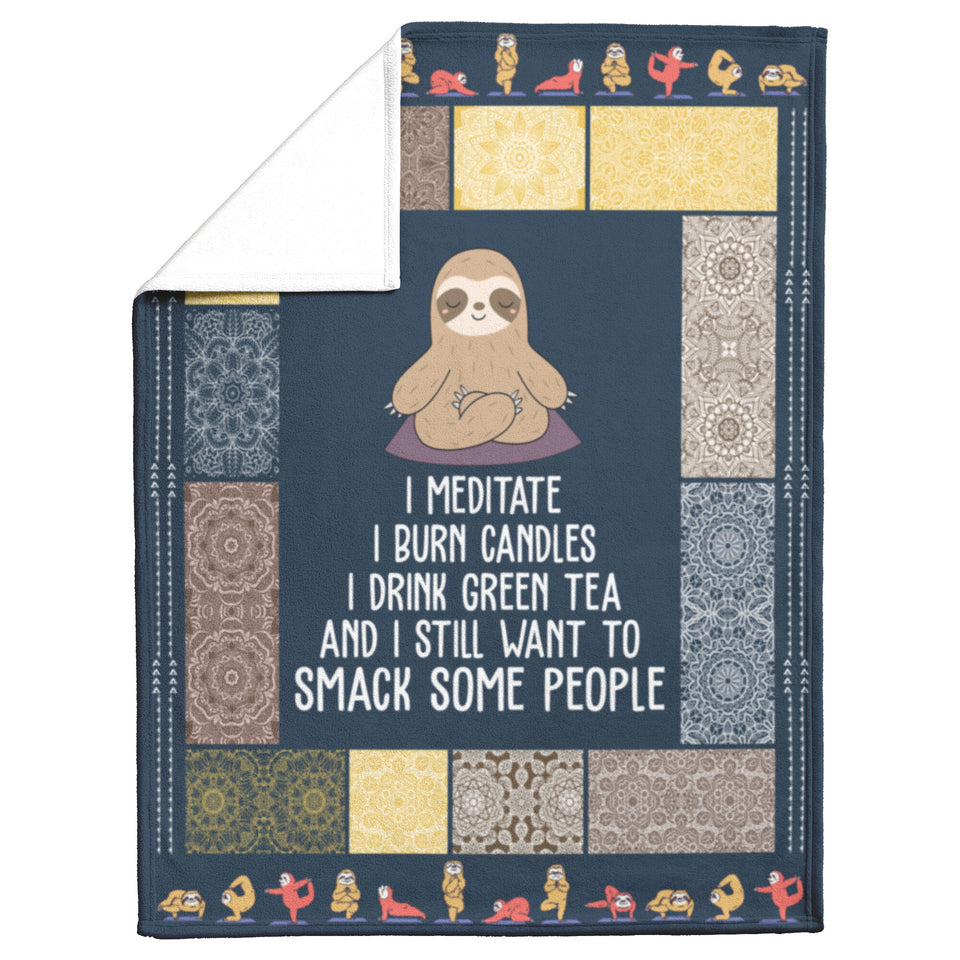 Sloth Yoga Blanket Sloth Practicing Yoga Quilt copy