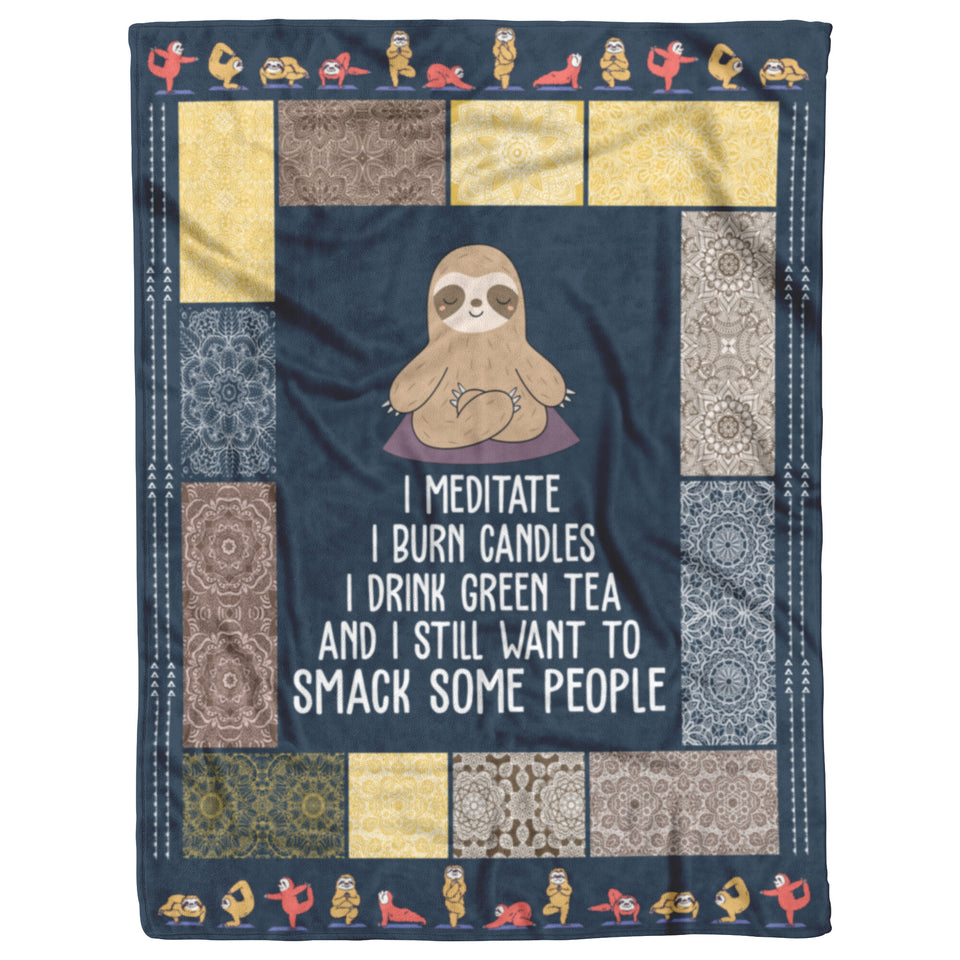 Sloth Yoga Blanket Sloth Practicing Yoga Quilt copy