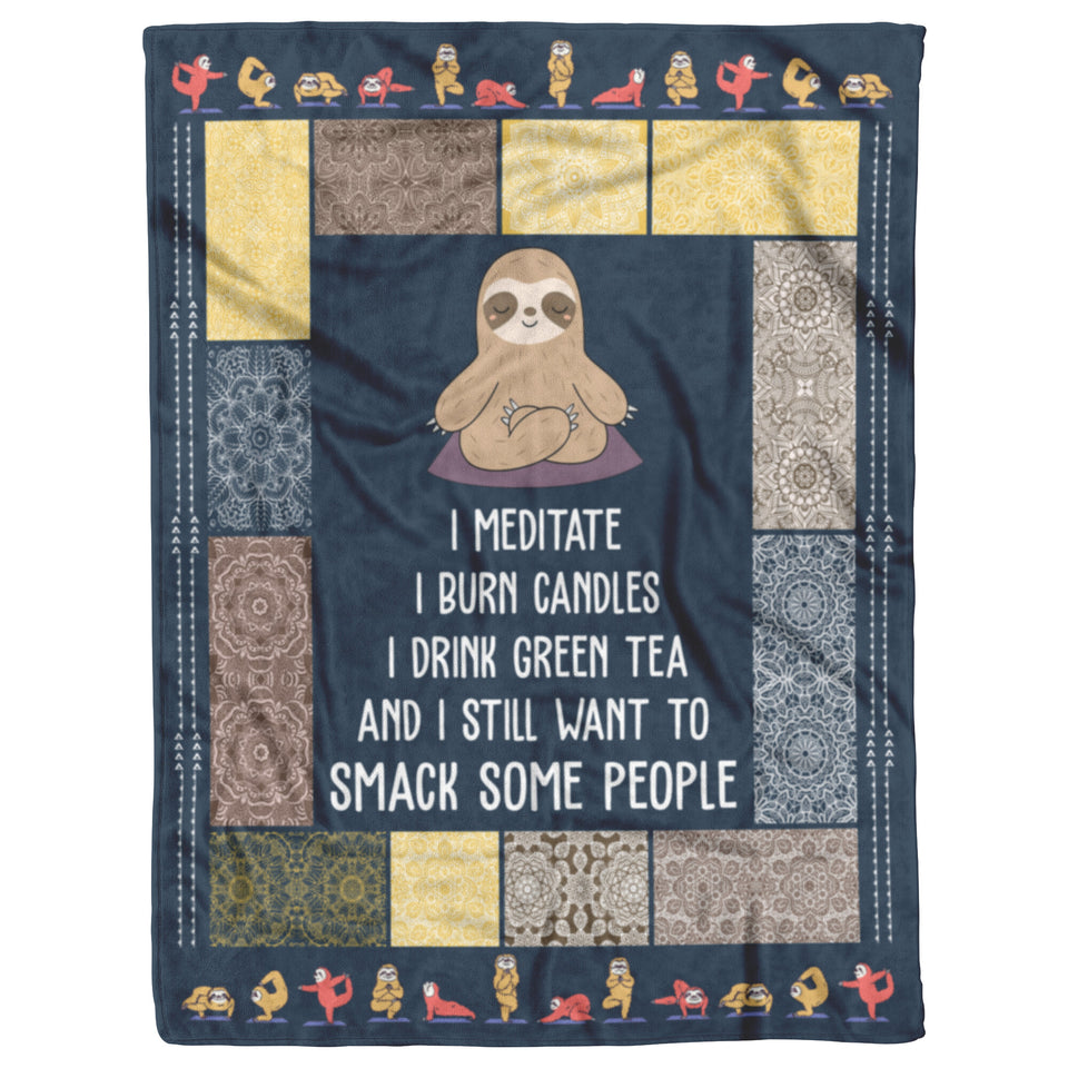 Sloth Yoga Blanket Sloth Practicing Yoga Quilt copy