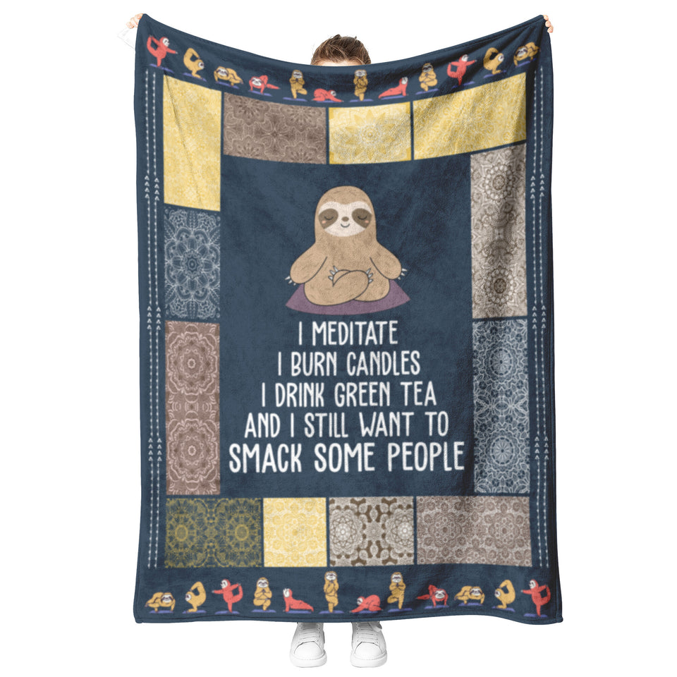 Sloth Yoga Blanket Sloth Practicing Yoga Quilt copy