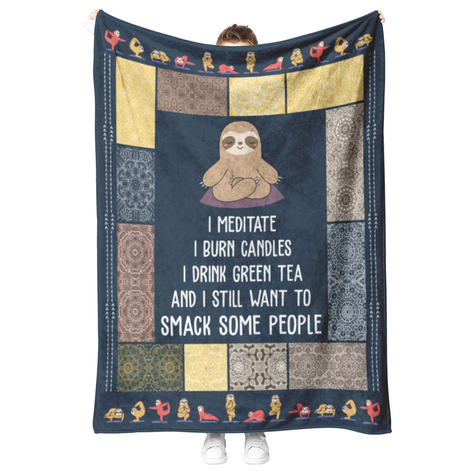Sloth Yoga Blanket Sloth Practicing Yoga Quilt copy