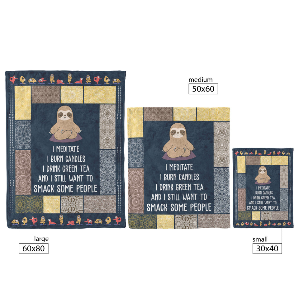 Sloth Yoga Blanket Sloth Practicing Yoga Quilt copy