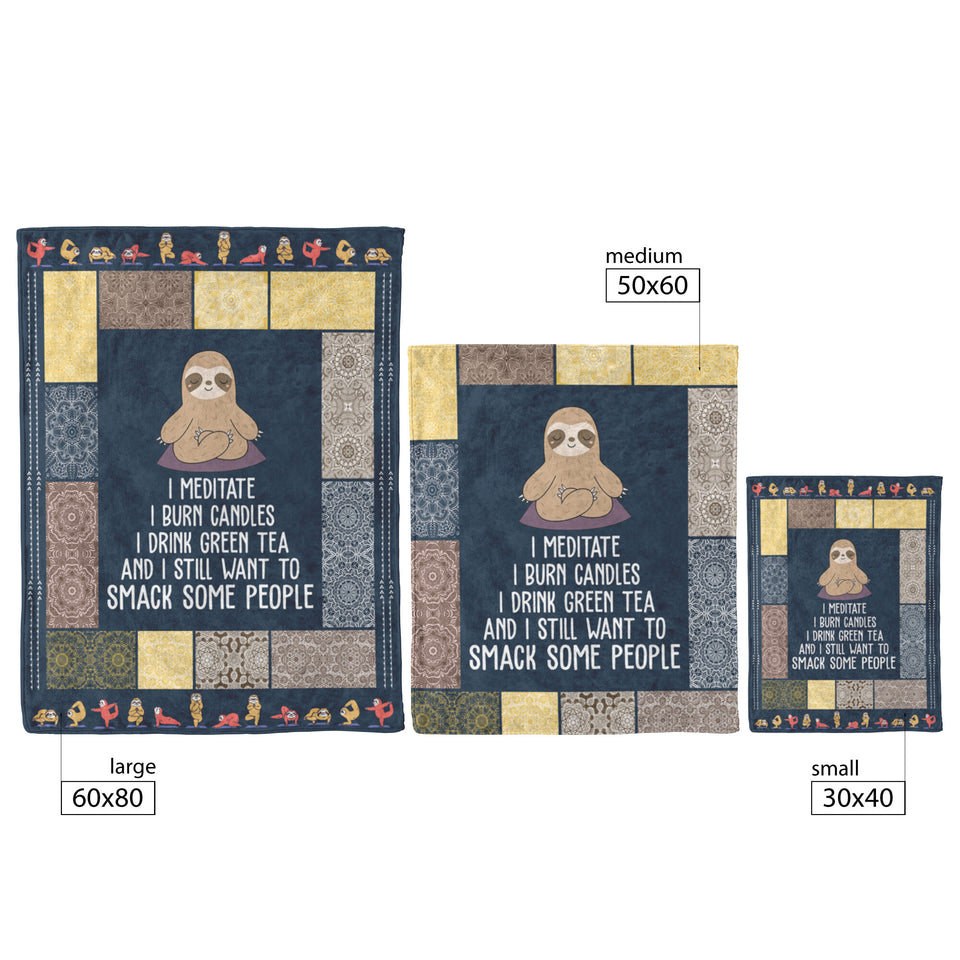 Sloth Yoga Blanket Sloth Practicing Yoga Quilt copy