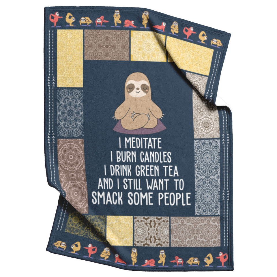 Sloth Yoga Blanket Sloth Practicing Yoga Quilt copy