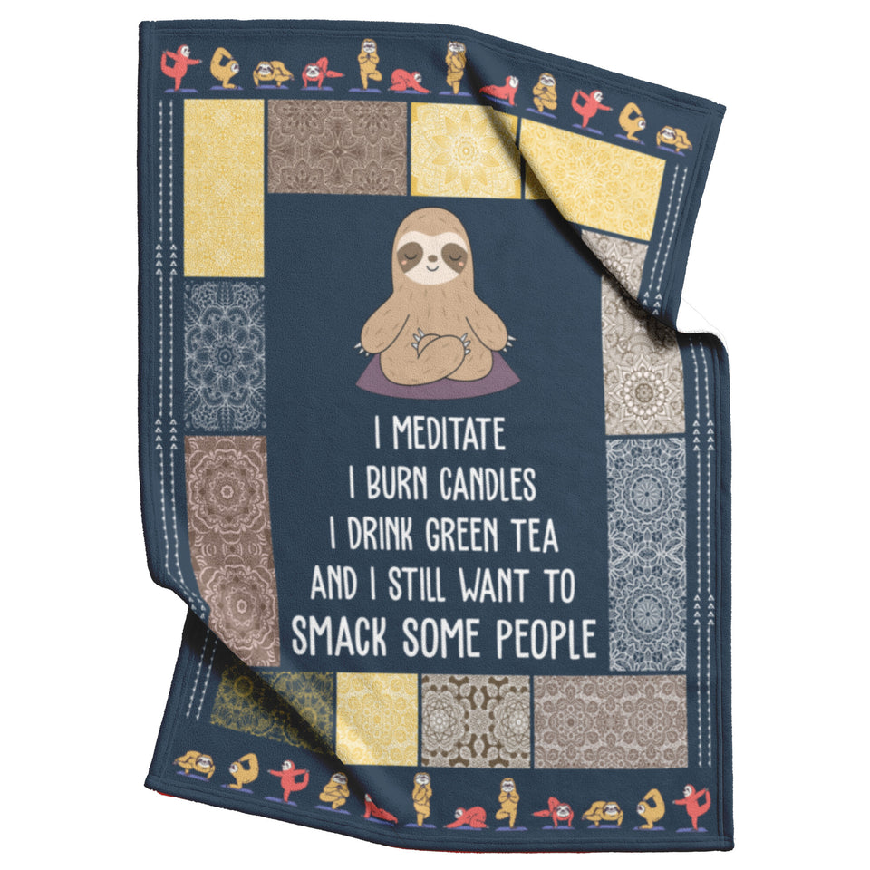 Sloth Yoga Blanket Sloth Practicing Yoga Quilt copy