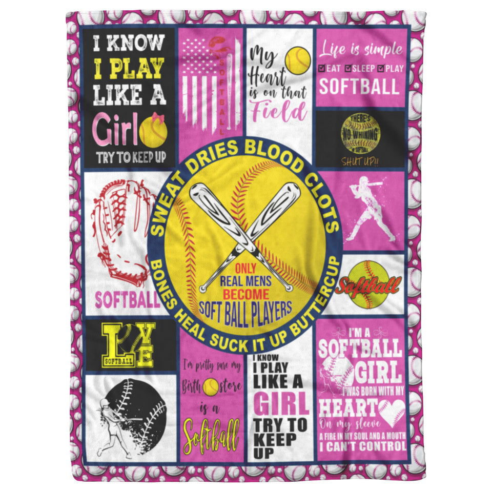 Softball Girl Throw Blanket