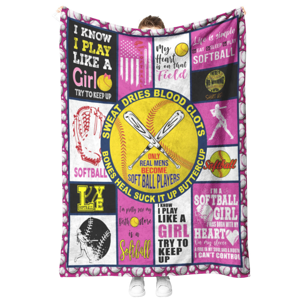 Softball Girl Throw Blanket