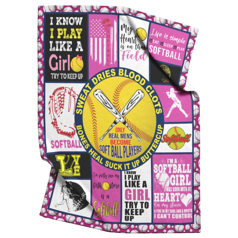 Softball Girl Throw Blanket