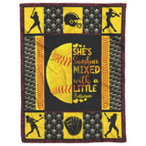 Softball Lover, Love Softball, She's Sunshine Mixed with a Little Hurricane Blanket copy