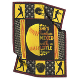 Softball Lover, Love Softball, She's Sunshine Mixed with a Little Hurricane Blanket copy