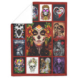 Sugar Skull Blanket Soft Fleece Throw Blanket,Candy Skull Rose Blankets Gothic Warm Fuzzy Flannel Blanket