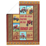 Tractor Fleece Blanket - Crops Are Green Tractor Are Red Farmer Life Blanket