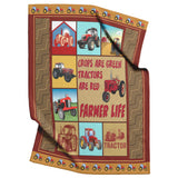 Tractor Fleece Blanket - Crops Are Green Tractor Are Red Farmer Life Blanket