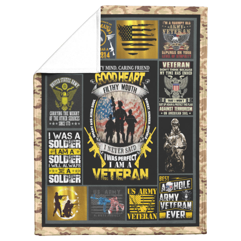 US Army Veteran Blanket, US Army Fleece, Sherpa Blankets Gift Idea
