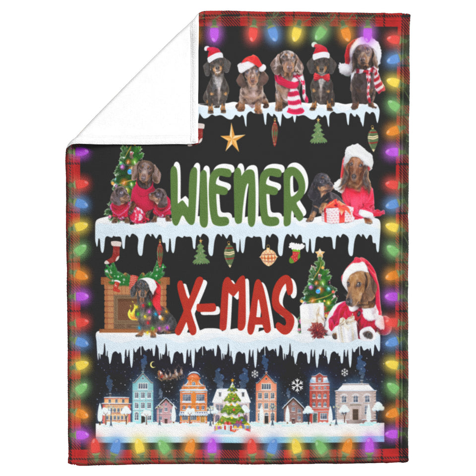 Wiener Dog Christmas Blanket copy